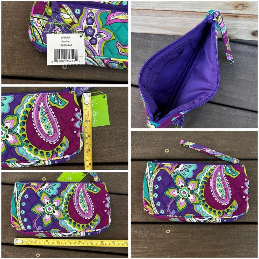 Purple Vera Bradley Multi-Colored Paisley Purse Travel Set - Picture 4 of 8